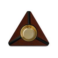 Triangle Wooden Ashtray w/ Brass Bowl